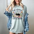 Life Is Better With Cats And Books Women's Comfort Colors T-Shirt Denim