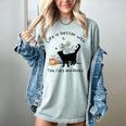 Life Is Better With Tea Cats And Books Cat Sayings Women's Comfort Colors T-Shirt Denim