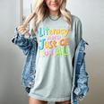 Literacy And Justice For All Protect Banned Books Library Women's Comfort Colors T-Shirt Denim