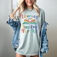 Literacy Justice For All Stop Book Banning Protect Librarian Women's Comfort Colors T-Shirt Denim Literacy Justice For All Stop Book Banning Protect Librarian Women's Comfort Colors T-Shirt Denim