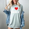 I Love Horror Heart Movies TV Show Books Writing Read Women's Comfort Colors T-Shirt Denim