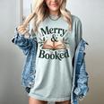 Merry And Booked Holiday Reading Winter Book Lover Premium Tri-Blend Women's Comfort Colors T-Shirt Denim