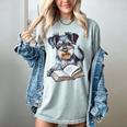 Nerdy Schnauzer Dog Book Lover Glasses Cute Pet For Men Women Kids Women's Comfort Colors T-Shirt Denim