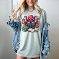 Octopus Reading Book Coffee Lover Bookaholic Bookworm Reader Women's Comfort Colors T-Shirt Denim