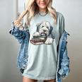 Old English Sheepdog Books Reading Dog Breed Graphic Women's Comfort Colors T-Shirt Denim Old English Sheepdog Books Reading Dog Breed Graphic Women's Comfort Colors T-Shirt Denim
