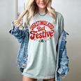 Overstimulated But Festive – Christmas Introvert Humor Women's Comfort Colors T-Shirt Denim