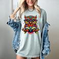 Owl With Glasses And Book Reading Women's Comfort Colors T-Shirt Denim Owl With Glasses And Book Reading Women's Comfort Colors T-Shirt Denim