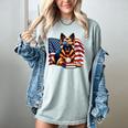 Patriotic German Shepherd Dog Books Baseball American Flag Women's Comfort Colors T-Shirt Denim