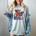 Rainbow Pride Bigfoot Reading Book With Heart Glasses Women's Comfort Colors T-Shirt Denim Rainbow Pride Bigfoot Reading Book With Heart Glasses Women's Comfort Colors T-Shirt Denim