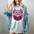 I Read Banned Books Axolotl Reading Women's Comfort Colors T-Shirt Denim