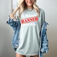 I Read Banned Books Censored Red Stamp Reading Librarian Women's Comfort Colors T-Shirt Denim