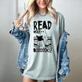 Read More Books Ghost Halloween Reading Teacher Literacy Women's Comfort Colors T-Shirt Denim