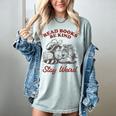 Read Books Be Kind Stay Weird Bookish Cowboy Reading Raccoon Women's Comfort Colors T-Shirt Denim