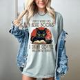 i Read Books And i Know Things Cat Reading Coffee Women's Comfort Colors T-Shirt Denim