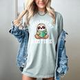 I Read Past My Bedtime Reading Sloth Book Lover Women's Comfort Colors T-Shirt Denim