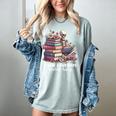 Reading A Book Per Day Keeps Reality Away Skeleton Books Women's Comfort Colors T-Shirt Denim