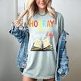 Reading Books Bibliophile Hooray It's Library Day Women's Comfort Colors T-Shirt Denim