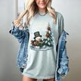Reading Is Snow Much Fun Christmas Books Snowman Bookworm Women's Comfort Colors T-Shirt Denim