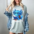 Readsolotl Blue Kawaii Axolotl Book Lover Reading Women's Comfort Colors T-Shirt Denim