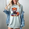 Red Panda Books Lover Reading Bookworm Women's Comfort Colors T-Shirt Denim