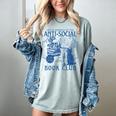 Sarcastic Anti Social Book Club Cat Skull Book Lover Women's Comfort Colors T-Shirt Denim Sarcastic Anti Social Book Club Cat Skull Book Lover Women's Comfort Colors T-Shirt Denim