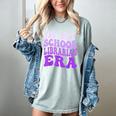 In My School Librarian Era Groovy Back To School Book Lover Women's Comfort Colors T-Shirt Denim In My School Librarian Era Groovy Back To School Book Lover Women's Comfort Colors T-Shirt Denim