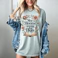 She Blooms Among The Pages Women Mom Wife Floral Book Lover Premium Tri-Blend Women's Comfort Colors T-Shirt Denim