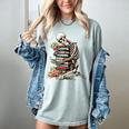 Skeleton Reading Book Halloween Bookworm Bibliophile Reader Women's Comfort Colors T-Shirt Denim