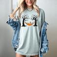 Skeleton Reading Book In Hammock Halloween Reader Women's Comfort Colors T-Shirt Denim