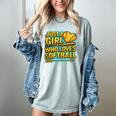 Softball Just A Girl Comic Book Style Graphic For Teens Women's Comfort Colors T-Shirt Denim Softball Just A Girl Comic Book Style Graphic For Teens Women's Comfort Colors T-Shirt Denim
