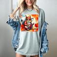 Squirrel Reading Comic Book On Autumn Branch Glasses Leaves Women's Comfort Colors T-Shirt Denim