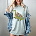 Teachersaurus Dinosaur Teachers Dino Reading Book Librarian Women's Comfort Colors T-Shirt Denim