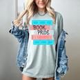 Threadless Grey Sky Chai Trans Book Pride Graphic Women's Comfort Colors T-Shirt Denim Threadless Grey Sky Chai Trans Book Pride Graphic Women's Comfort Colors T-Shirt Denim