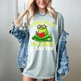 Toad-Ally 100 Days Smarter Frog Reading Book 100 School Day Women's Comfort Colors T-Shirt Denim