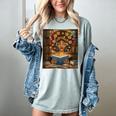 History Month Black Afro Girl Women Book Lovers Flower Women's Comfort Colors T-Shirt Denim