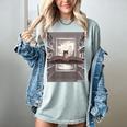 Totally Weird Tees Cat Library Book Reading Literary Women's Comfort Colors T-Shirt Denim