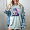 Trex Reading Book Dinosaur Women's Comfort Colors T-Shirt Denim Trex Reading Book Dinosaur Women's Comfort Colors T-Shirt Denim