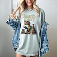 Unearth A Story Dinosaur Reading a Library Book Women's Comfort Colors T-Shirt Denim