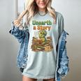 Unearth a Story Triceratops Dinosaur Reading Books Cute Dino Women's Comfort Colors T-Shirt Denim
