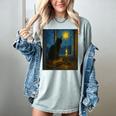 Van Gogh Starry Night Art Cat And Book Lovers Women's Comfort Colors T-Shirt Denim