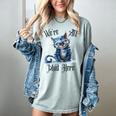 We'Re All Mad Here Cheshire Cat Alice Wonderland Book Kids Women's Comfort Colors T-Shirt Denim