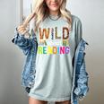 Wild About Reading Library Day Reading Books & Bookworm Women's Comfort Colors T-Shirt Denim