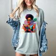 Woman Reading Book Lover Geometric Girl Afro History Women's Comfort Colors T-Shirt Denim