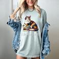 Womens Girls Books I Do What I Want Calico Cat Lover Women's Comfort Colors T-Shirt Denim