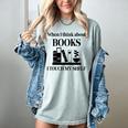 Women's When I Think About Books I Touch My Shelf Book Lover Bookish Women's Comfort Colors T-Shirt Denim