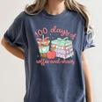100 Days Of Coffee And Chaos Coquette Bow Book Apple Women's Comfort Colors T-Shirt Moss 100 Days Of Coffee And Chaos Coquette Bow Book Apple Women's Comfort Colors T-Shirt Moss