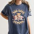 100 Days Of School Cute Puppies And Books Women's Comfort Colors T-Shirt Moss