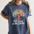 100th Day Of School Books Tree Reading Women's Comfort Colors T-Shirt Moss