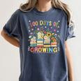 100th Day Of School Teacher Floral Books 100 Days Of Growing Women's Comfort Colors T-Shirt Moss