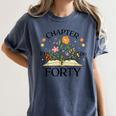 1986 Chapter Forty 40th Birthday Wildflower Book Women's Comfort Colors T-Shirt Moss